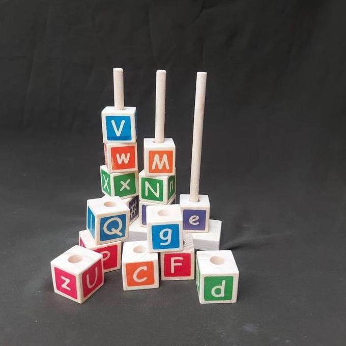 Mainan Menara Huruf / Alfabet Abjad ABC APE Edukasi Edukatif Anak Aika