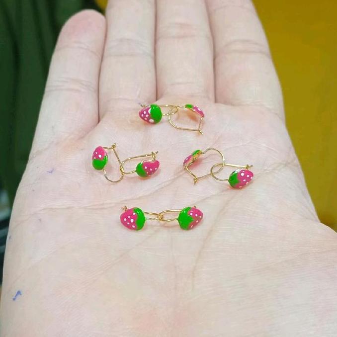 ANTING ANAK BAYI STROBERI (EMAS MUDA 6K)
