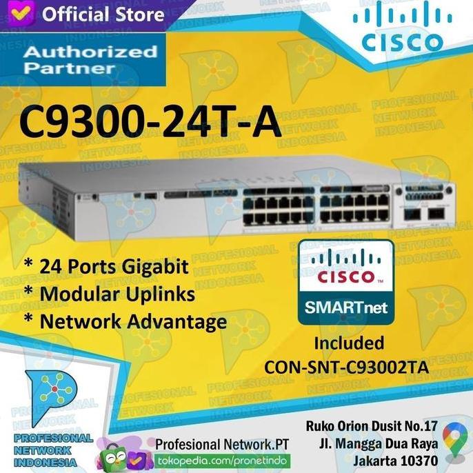 Cisco C9300-24T-A Catalyst 9300 Series Switch + Smart Net - C9300-Nm-N
