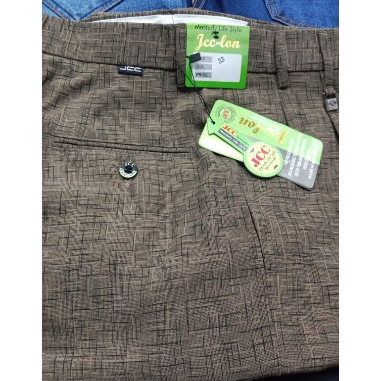 Celana Formal Jcc-Lon Bahan Kotak-Kotak Tebal