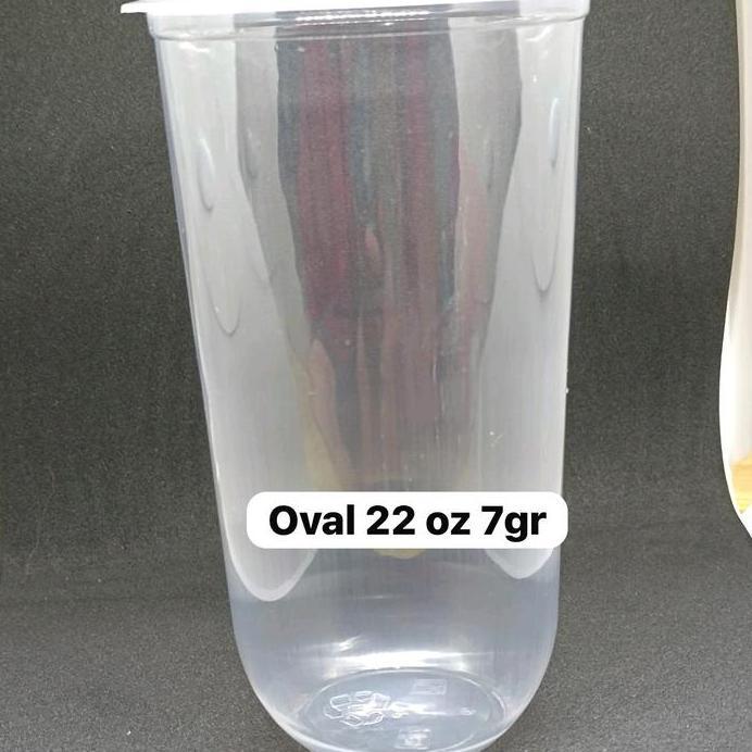 GELAS PLASTIK 16 oz  22oz OVAL GELAS MINUM POP ICE GELAS BOBA ISI 25PCS