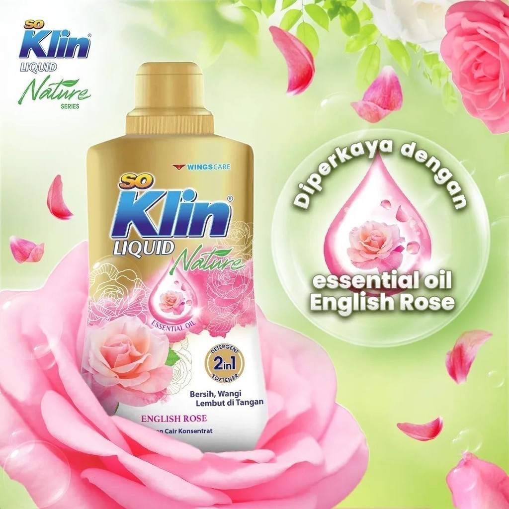 Soklin Deterjen Cair 2in1 Softener English Rose Botol 700 ml x4 - Gambar 3