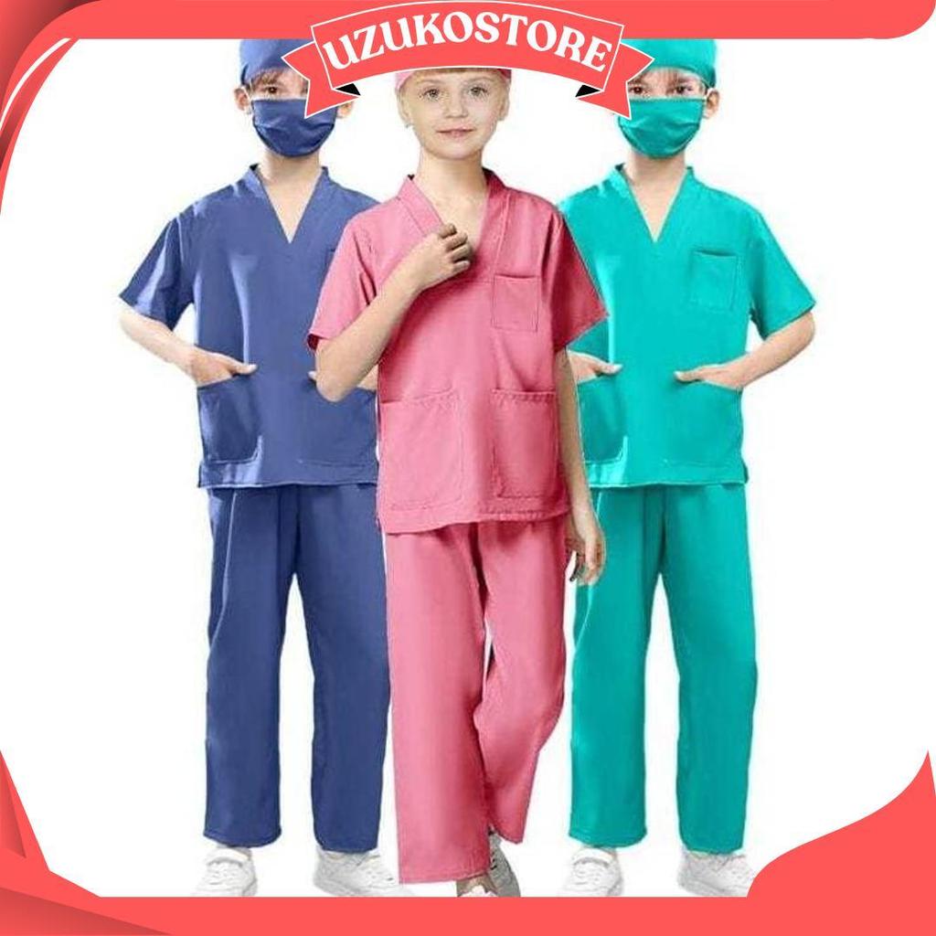 BAJU PROFESI DOKTER BEDAH/BAJU DOKTER SETELAN/KOSTUM PROFESI ANAK DOKTER BEDAH KZPromo