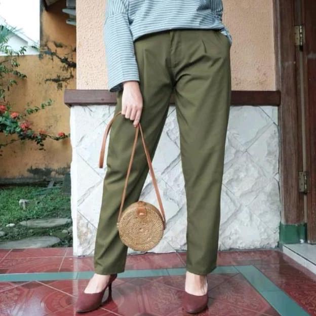 YUK CHECKOUT  Baggy pants wanita Kekinian Kain Nyaman Kain Nyaman Cantik Tebal Celana Panjang Kulot 