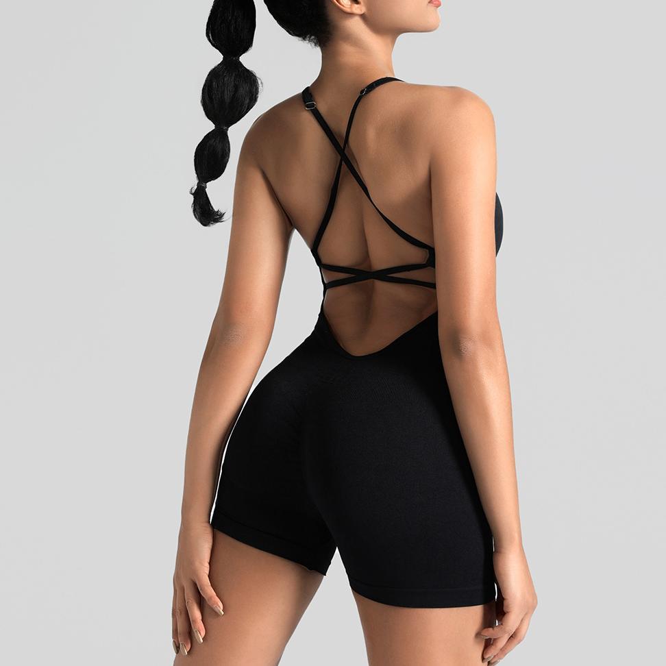TERBARU jumpsuit Setelan Yoga Wanita Seksi Jumper Baju Olahraga Punggung Terbuka KEKINIAN