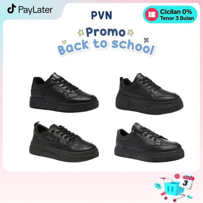 PVN Heejin Back to School Sepatu Sekolah Hitam Classic Sneakers Black 332