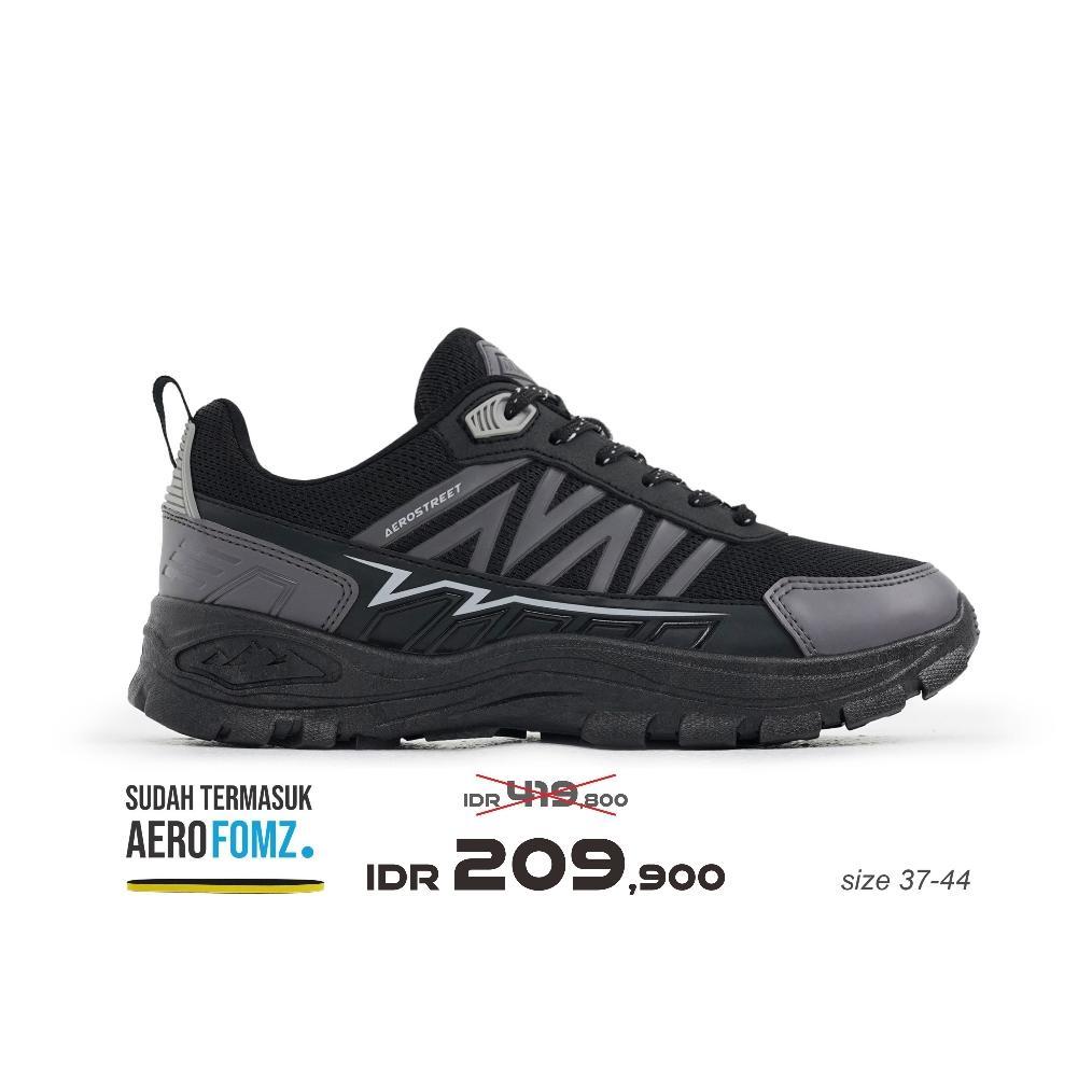 murah aerostreet trex outdoor shoes unisex hitam/hitam/abu sepatu boots pria wanita sporty aktivitas