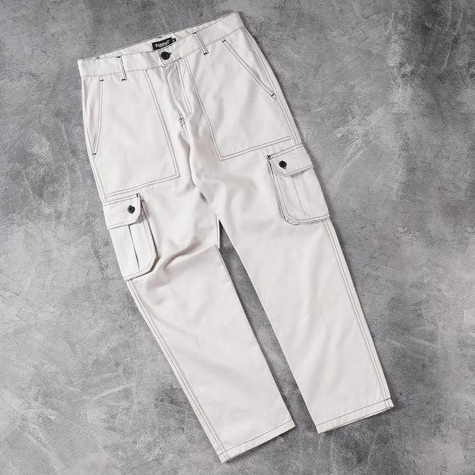 PREMIUM [N00478] Celana Panjang Cargo Motif RANTAI FENNEL Tebal Twill Chino Casual Pria Kantong Dist
