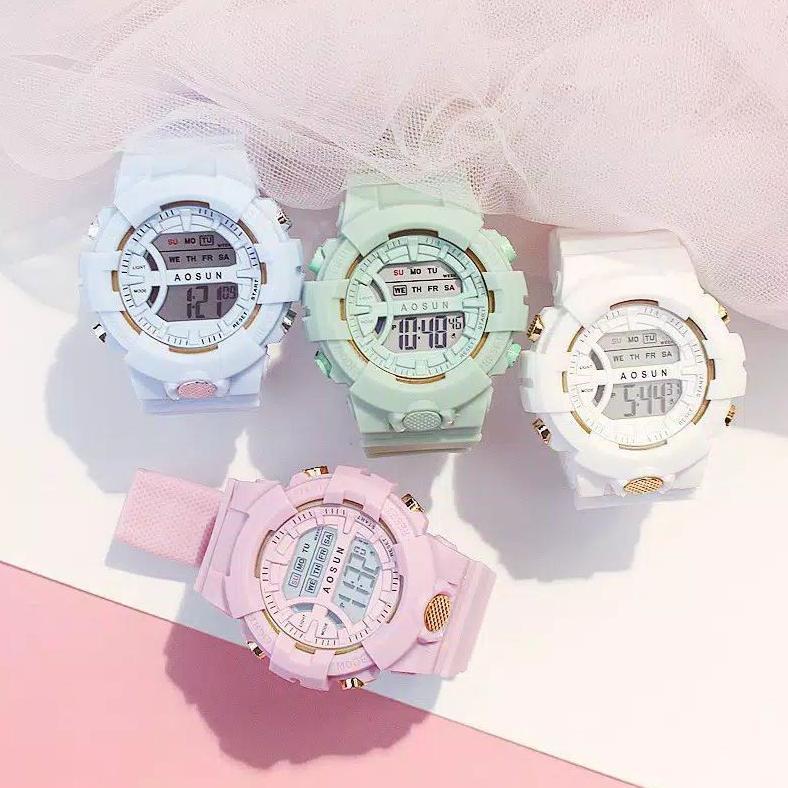 recommended (grosir)jam tangan wanita aosun digital stral rubber(terima cod)