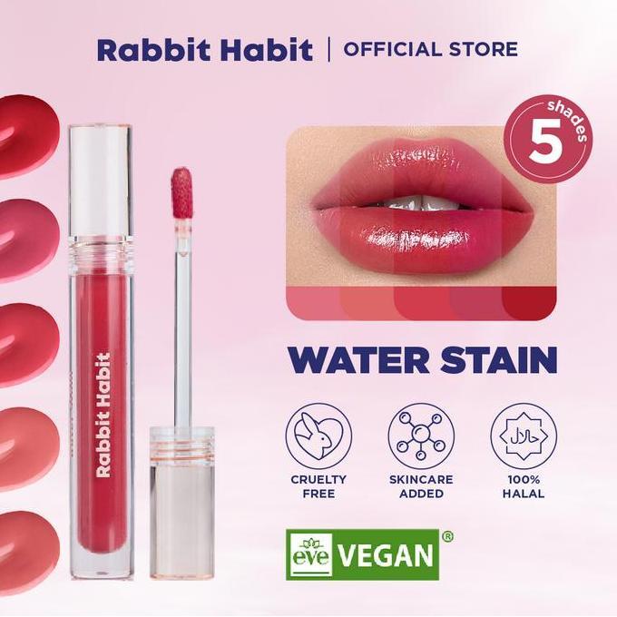 Bagasimak51 - Rabbit Habit Water Stain Liptint - EVEVegan Lip Tint Tahan Lama, Melembapkan Bibir den