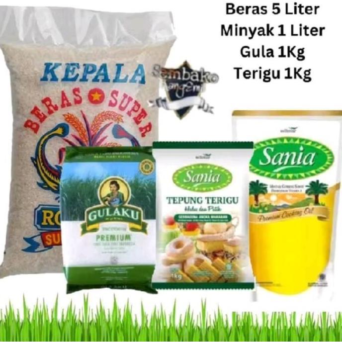 Paket Sembako Murah 2 - (Beras,Minyak, Gula,Terigu) - Cek Deskripsi Produk Untuk detail Brand-Dikiri