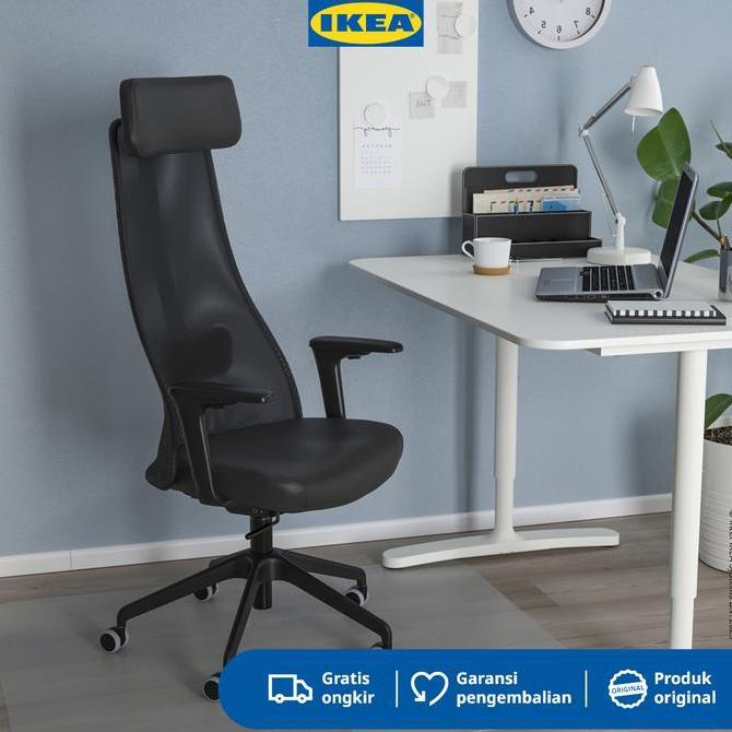 IKEA JARVFJALLET Kursi Kantor Dengan Sandaran Tangan Minimalis Hitam