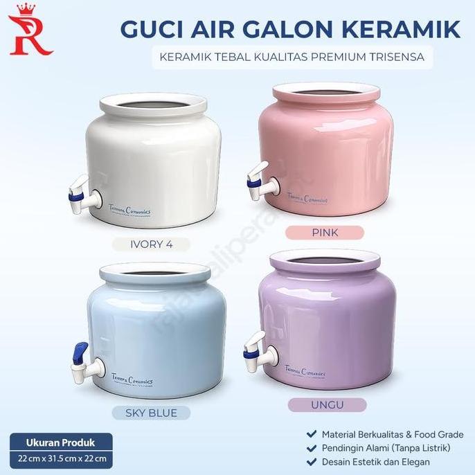 Guci Galon 12 Liter Dispenser Air Gentong Air Keramik Polos Trisensa