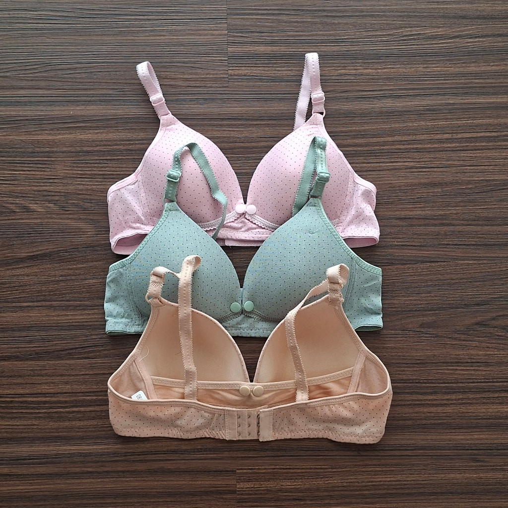 (BD) Bra Menyusui Motif Bintik Cup B Ukuran 38-42 Kancing Depan