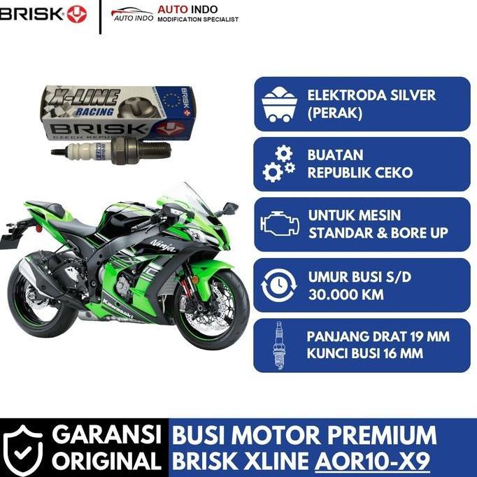 Busi Motor Brisk XRacing AOR10-X9 untuk Kawasaki ZX6R | Garansi Ori | Kunci Busi 16 mm
