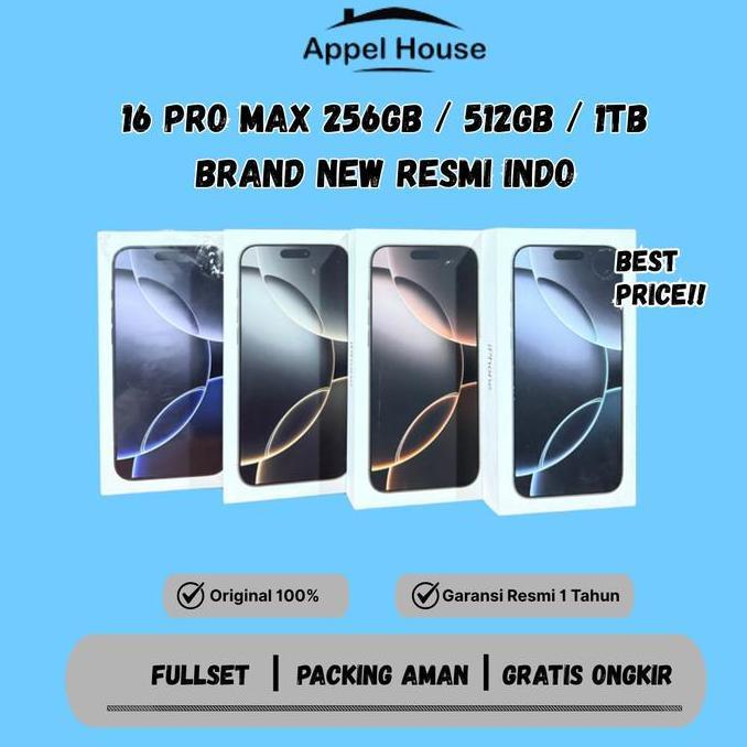 (AppelHouse x Androidnyel iPhone 16 Pro Max 256GB 512GB 1TB New Garansi Resmi Indo GDN TAM