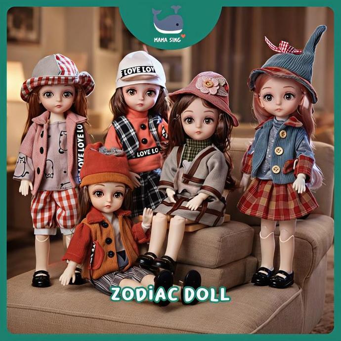 MAMA SING Mainan Boneka Anak Perempuan Barbie Doll Spesial Horoscope Cantik Ukuran 30CM dengan 13 Se