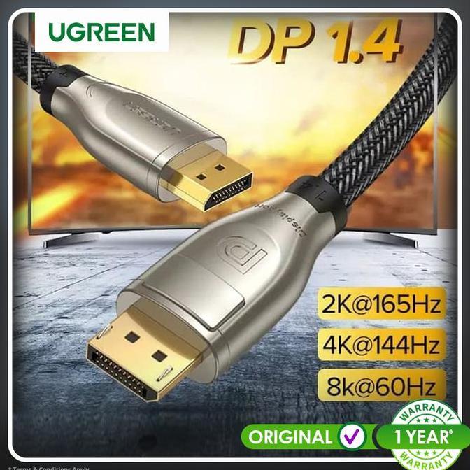HARGA DISC - Ugreen 8K DisplayPort 1.4 Male to Male DP 2M nylon 60843