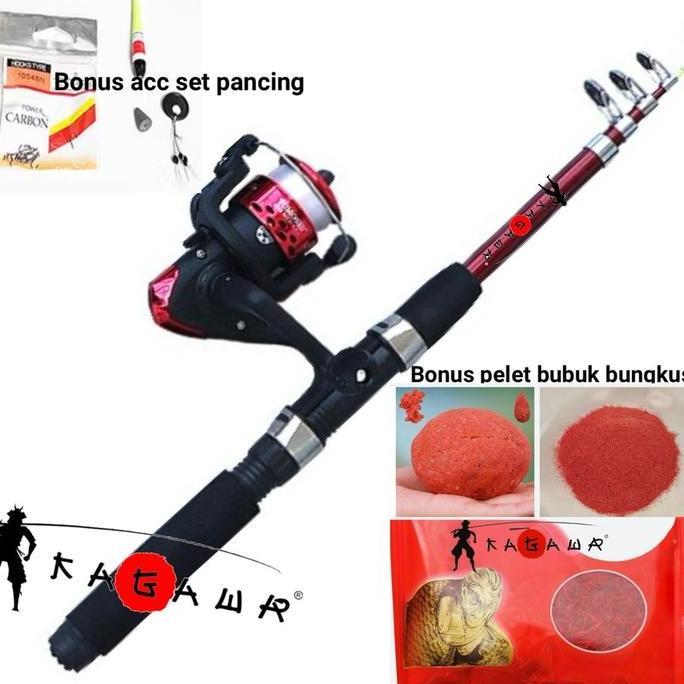 Paket Joran Pancing Antena Carbon Kagawa Antena lengkap Pelet tegek Reel Pancing Putar Rill