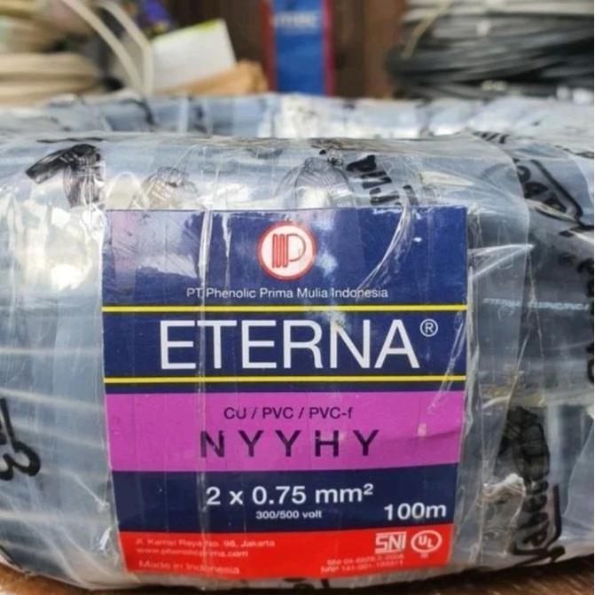 NEW Eterna Kabel Listrik Hitam Kawat NYYHY 2 X 0.75 MM ( 100 Meter ) NYYHY 2x0.75 mm2