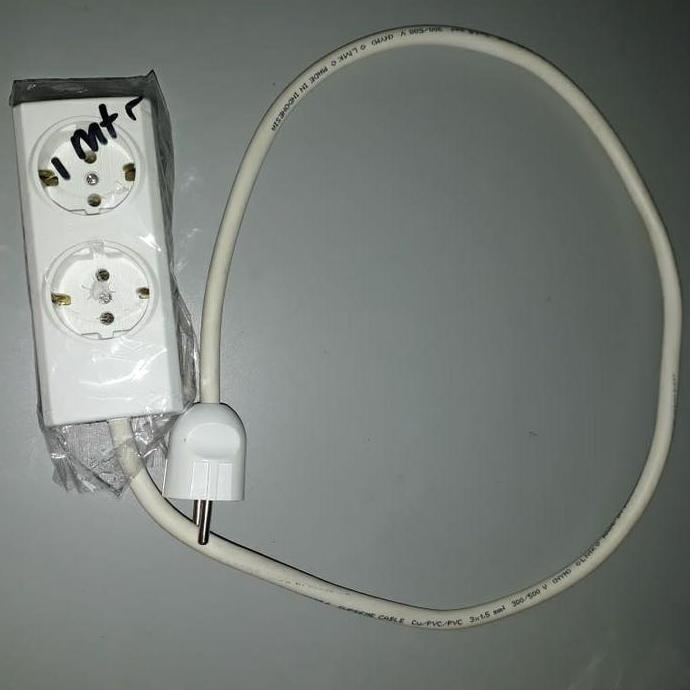 NEW Stop Kontak Broco 2 Lubang Rakit + Kabel Tunggal NYM 3x1.5mm SUPREME + Steker Broco Colokan SET