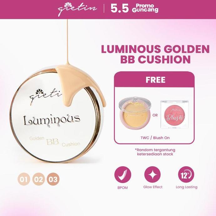 GIETIN LUMINOUS GOLDEN BB CUSHION GT08 BPOM FOUNDATION