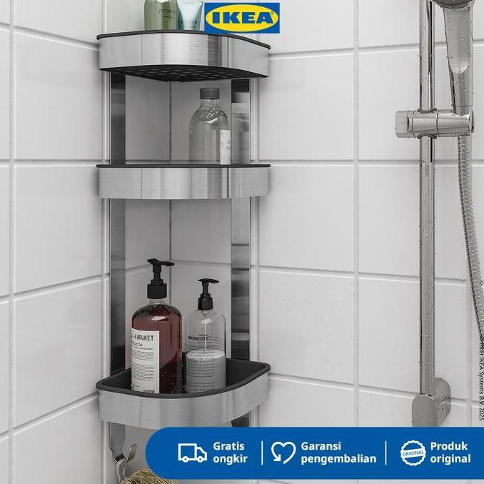IKEA BROGRUND Rak Dinding Sudut untuk Kamar Mandi 19x58 cm