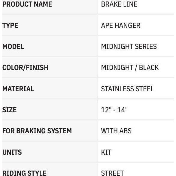 LA CHOPPERS MIDNIGHT BRAIDED BRAKE LINE KIT WITH ABS HARLEY TOURING 12"-14" 1741-4425