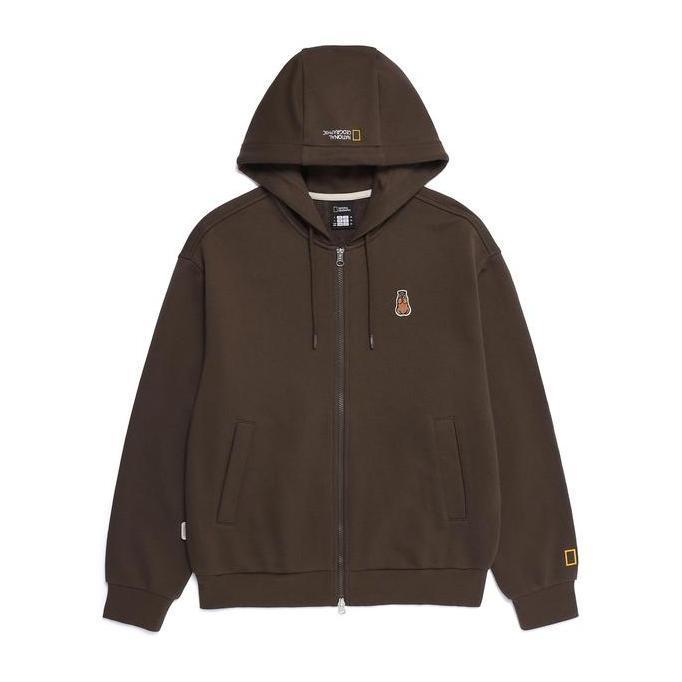 National Geographic Animal Patch Hoodie Zip-Up Brown - Hoodie Brown