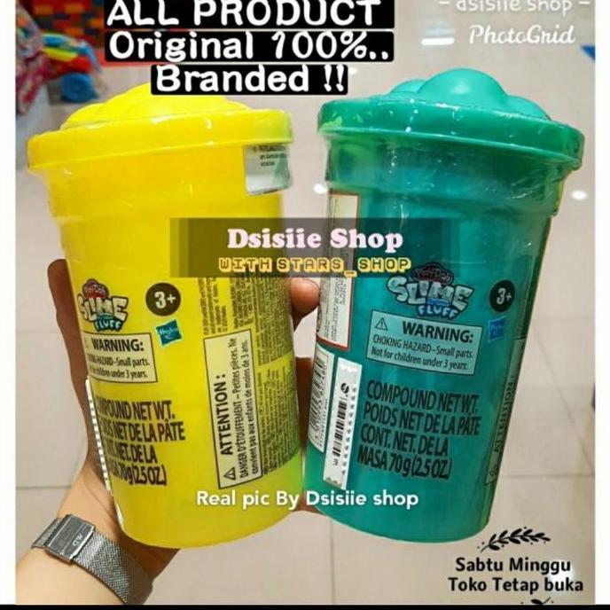 Playdoh Slime Fluff Yellow And Green Original / Mainan Slime Playdoh