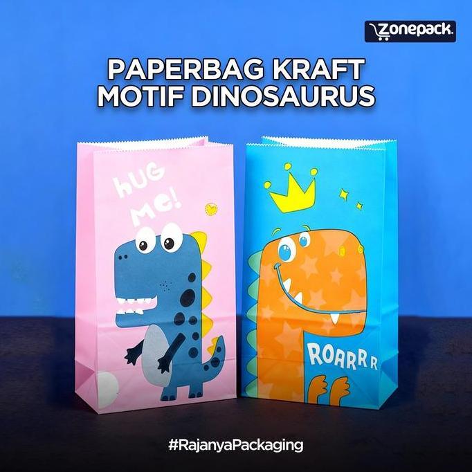 [10 PCS] Paperbag Motif Dinosaurus | Paper Bag Lucu Fancy Hadiah Kado Birthday Ultah Anak | Kantong 