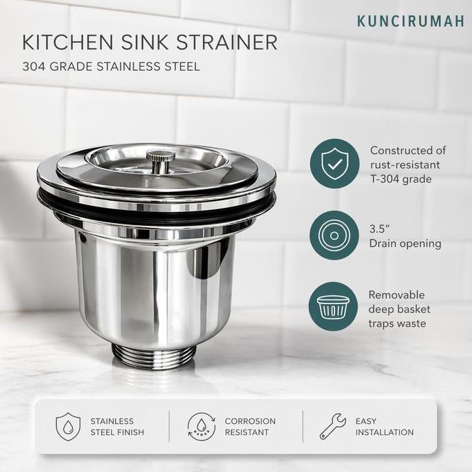 BONVAJERI_ECER - AVUR BAK CUCI PIRING JUMBO AFUR SARINGAN PEMBUANGAN KITCHEN SINK SUS 304