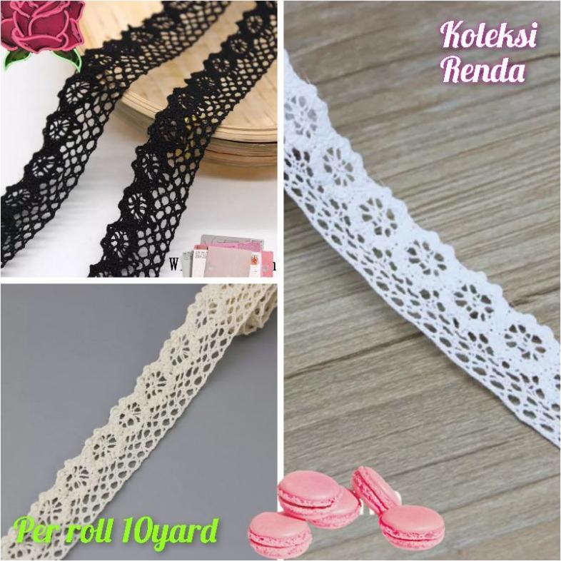 AYYA - per roll 10yard renda rajut lebar 3cm, renda kait lebar 3cm
