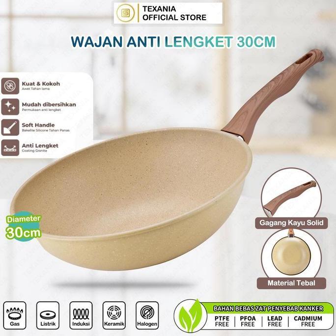 [HUMANOVA] TEXANIA Wajan 30cm Wajan Anti Lengket Warna Cream Kitchenware