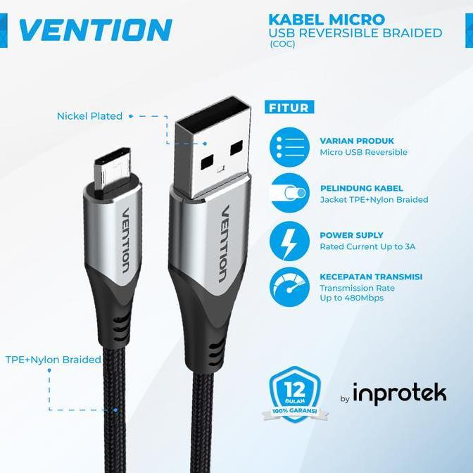Vention Kabel Micro USB Reversible Braided