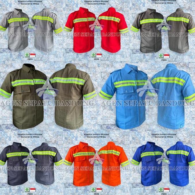 Baju Safety Lengan Pendek Seragam Kerja Proyek Kemeja Safety Premium