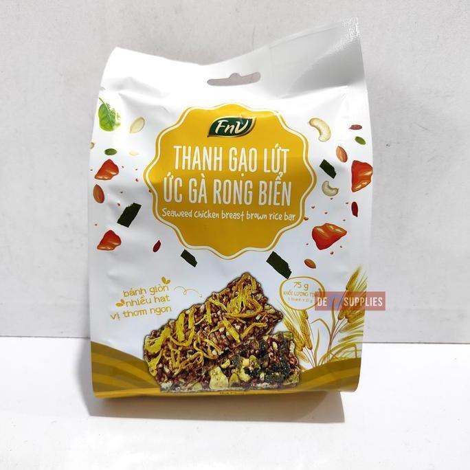 FnV Brown Rice Bar Snack Vietnam 75gr isi 5 - Pork Floss / Seaweed Walnut / Chicken Breast / Boat Ca