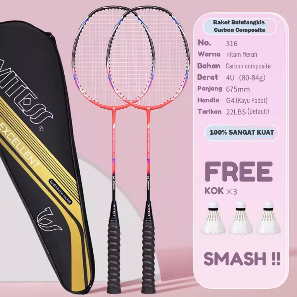 ORIGINAL Raket Carbon/Badminton Racket GR 520 Silver Termasuk Senar Plus Cover