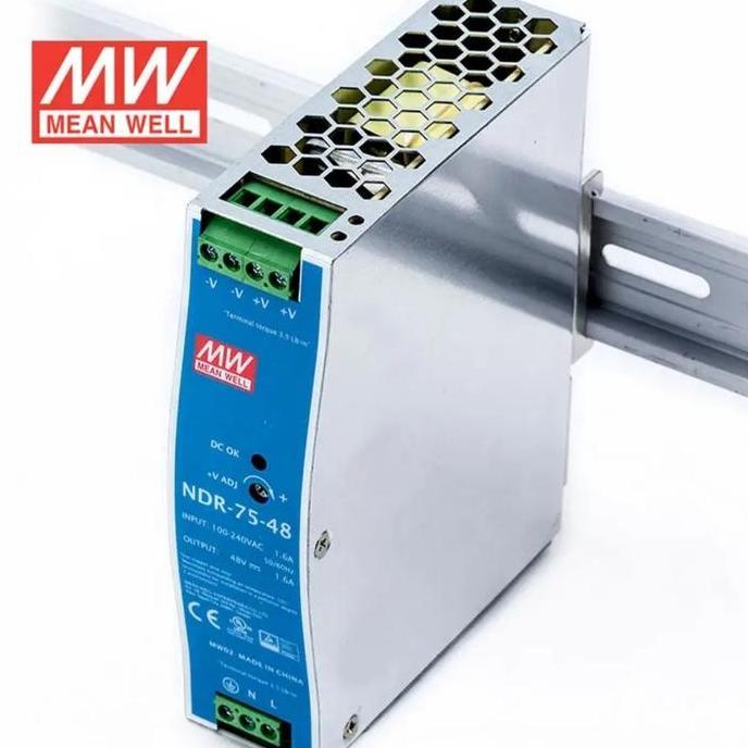 BEBAS ONGKIR - MEAN WELL MEANWELL NDR 75-48 75W 48V 1,6A INDUSTRIAL DIN RAIL PSU