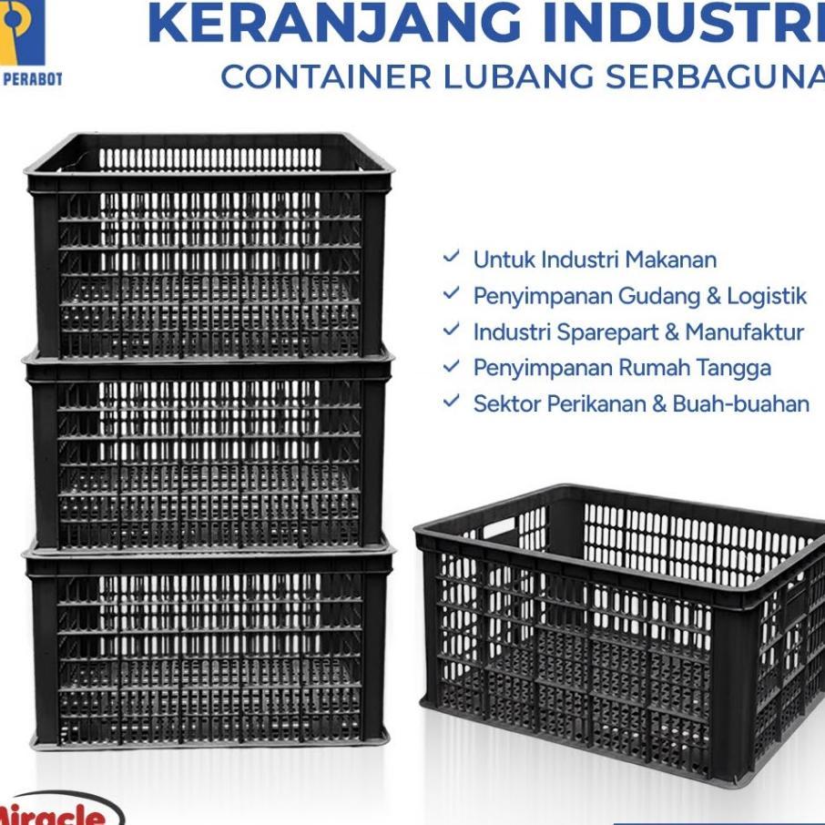 Keranjang Industri Krat Plastik Container Lubang Serbaguna Miracle