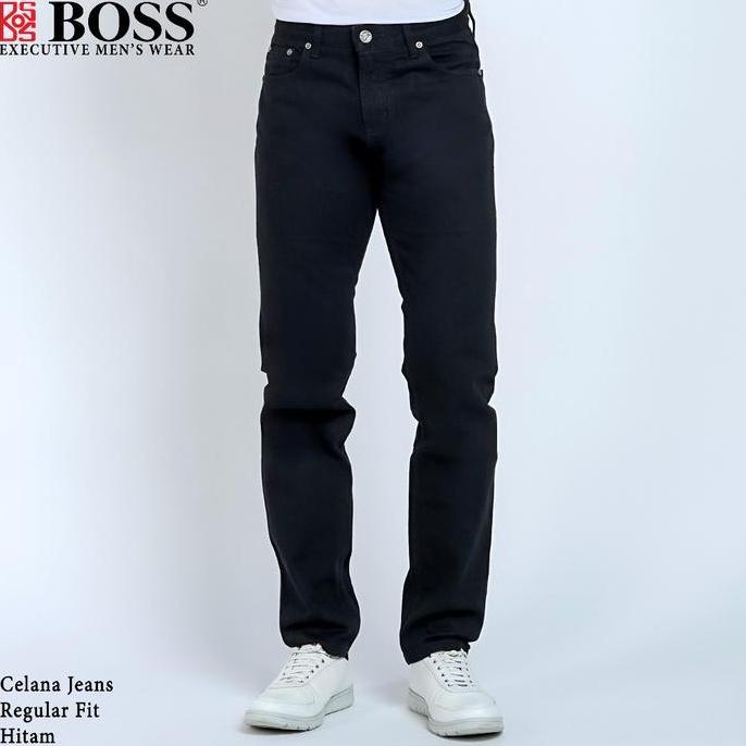 BOSS Celana Jeans Panjang Pria Regular Fit Hitam