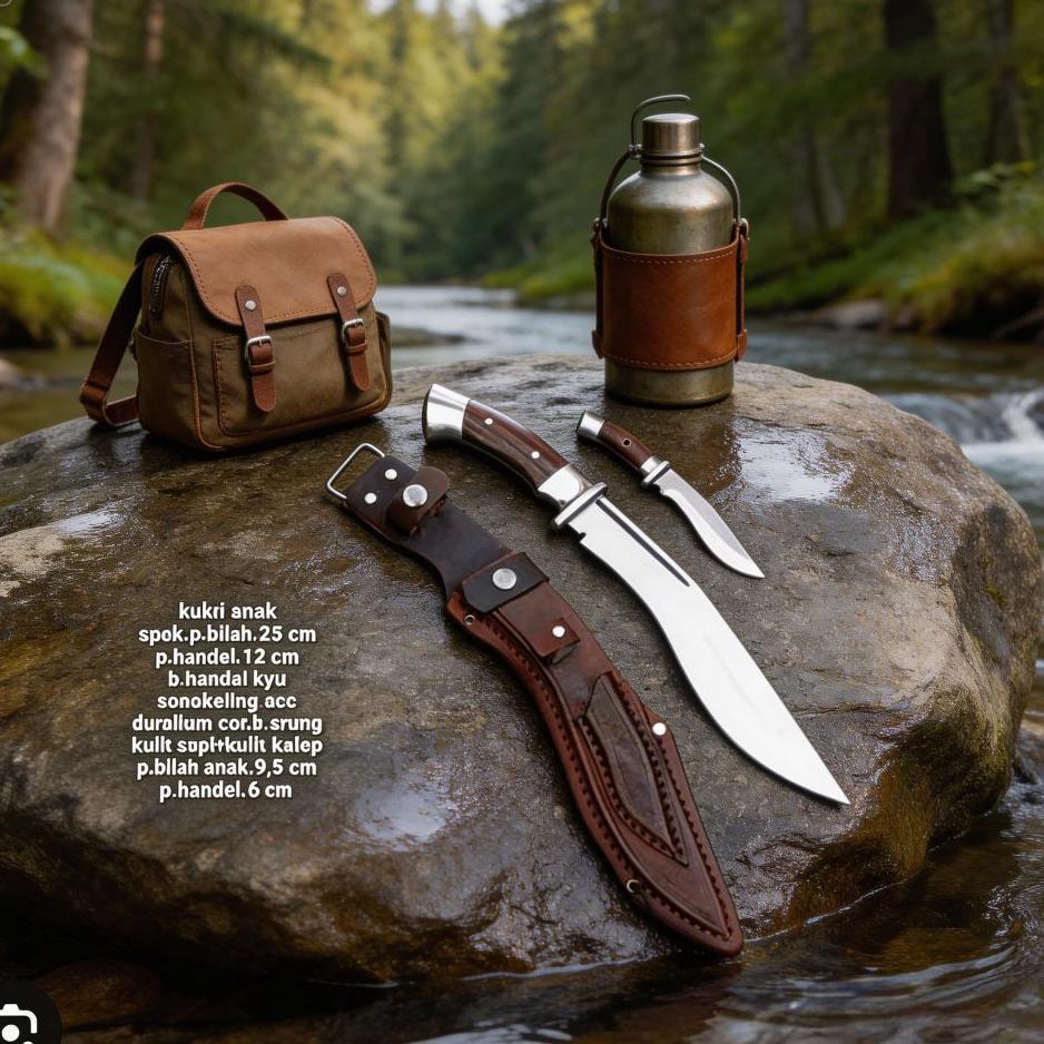 Pisau Set Rambo Tactical Survival Outdoor Kulit Sapi