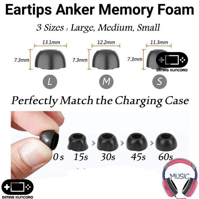 Eartips Anker Memory Foam busa soundcore liberty 4 3 2 pro 5 air 2 x ear tip tips replacement eartip