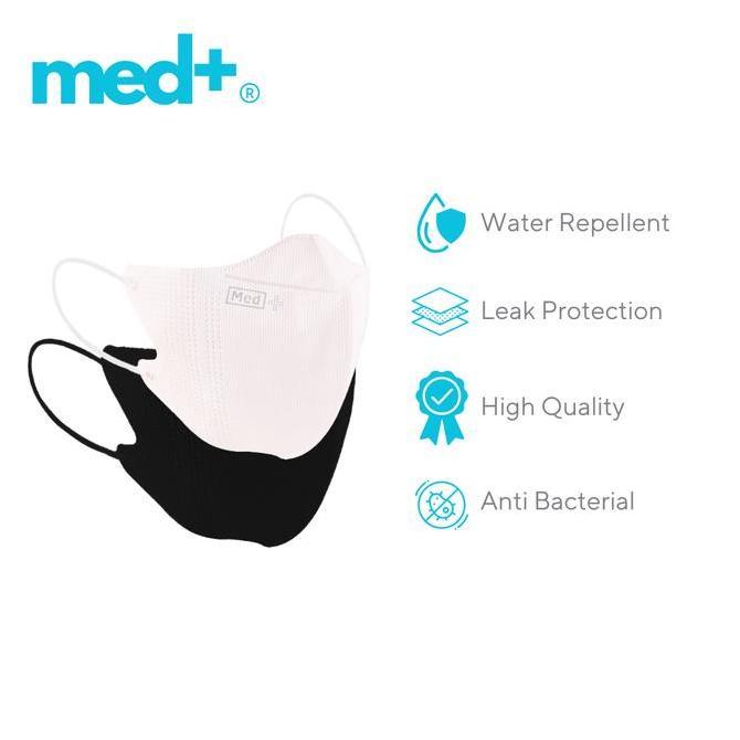 Med+ Masker Duckbill 4ply Putih/Hitam 50 Pcs / Masker Duckbill Kemenkes Disposable Face Mask