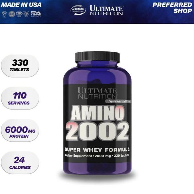 Ultimate Nutrition Amino 2002 330 Tabs | From Whey Hydrolysate | Import Usa - Suplemen Fitnes / Supl