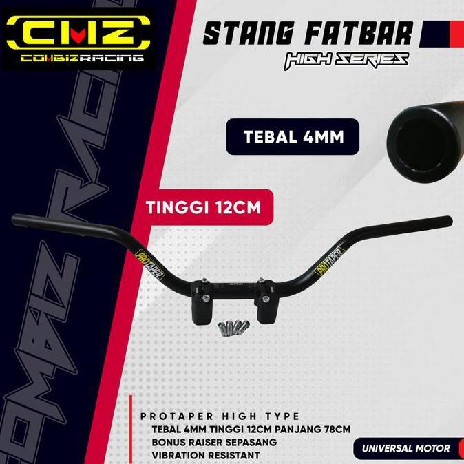nawangsar / [CMZ Racing] Stang HIGH Protaper Fatbar Hitam Tebal 4MM Tinggi 12CM Stir Universal Motor