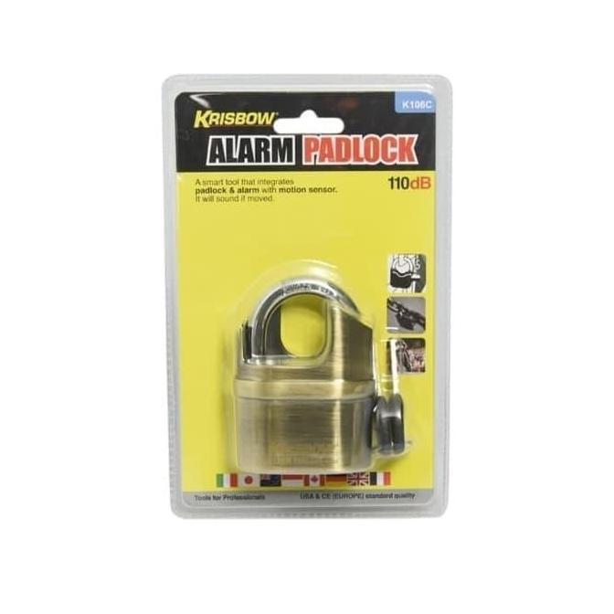 Krisbow Gembok Alarm 110 db Alarm Padlock Zinc brass