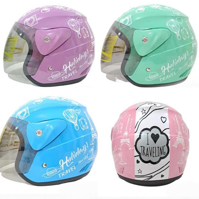 Testa- Helm Evolution Motif Traveling Ungu Half Face Model Gm