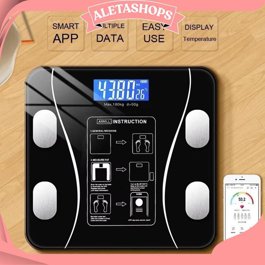 TIMBANGAN BADAN DIGITAL BODY FAT BMI MONITOR / DIGITAL SMART SCALE WITH BLUETOOTH FAT MONITOR 180 KG