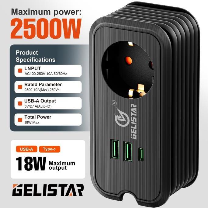 Cbl011 Cable 3M 2500W Stop Kontak Gulung 18W Power Socket Usb Charger Kabel Saklar Independen Coloka